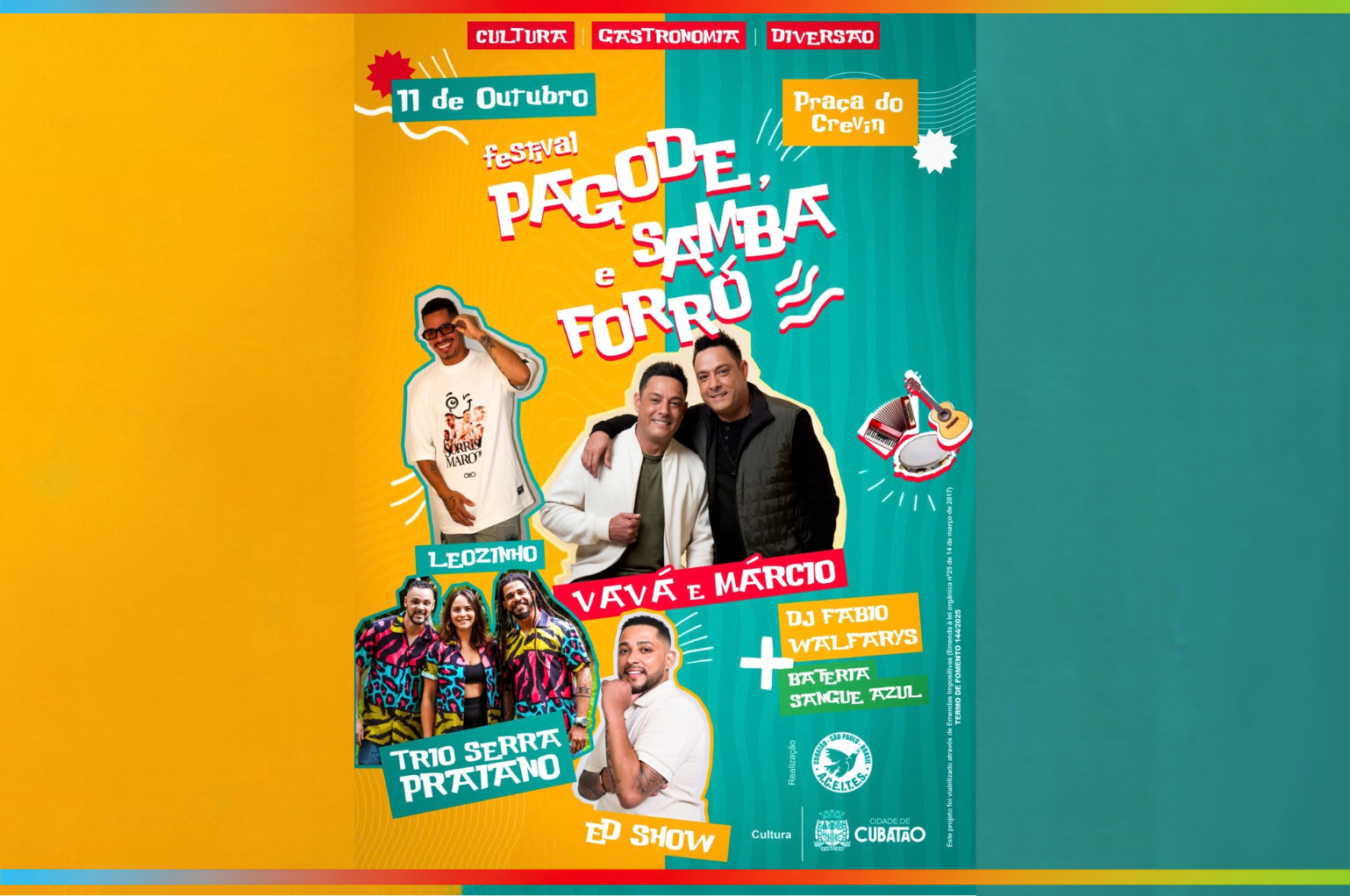 Cubatão promove Festival de Pagode, Samba e Forró no bairro Vila Nova, neste domingo (11) – Prefeitura de Cubatão