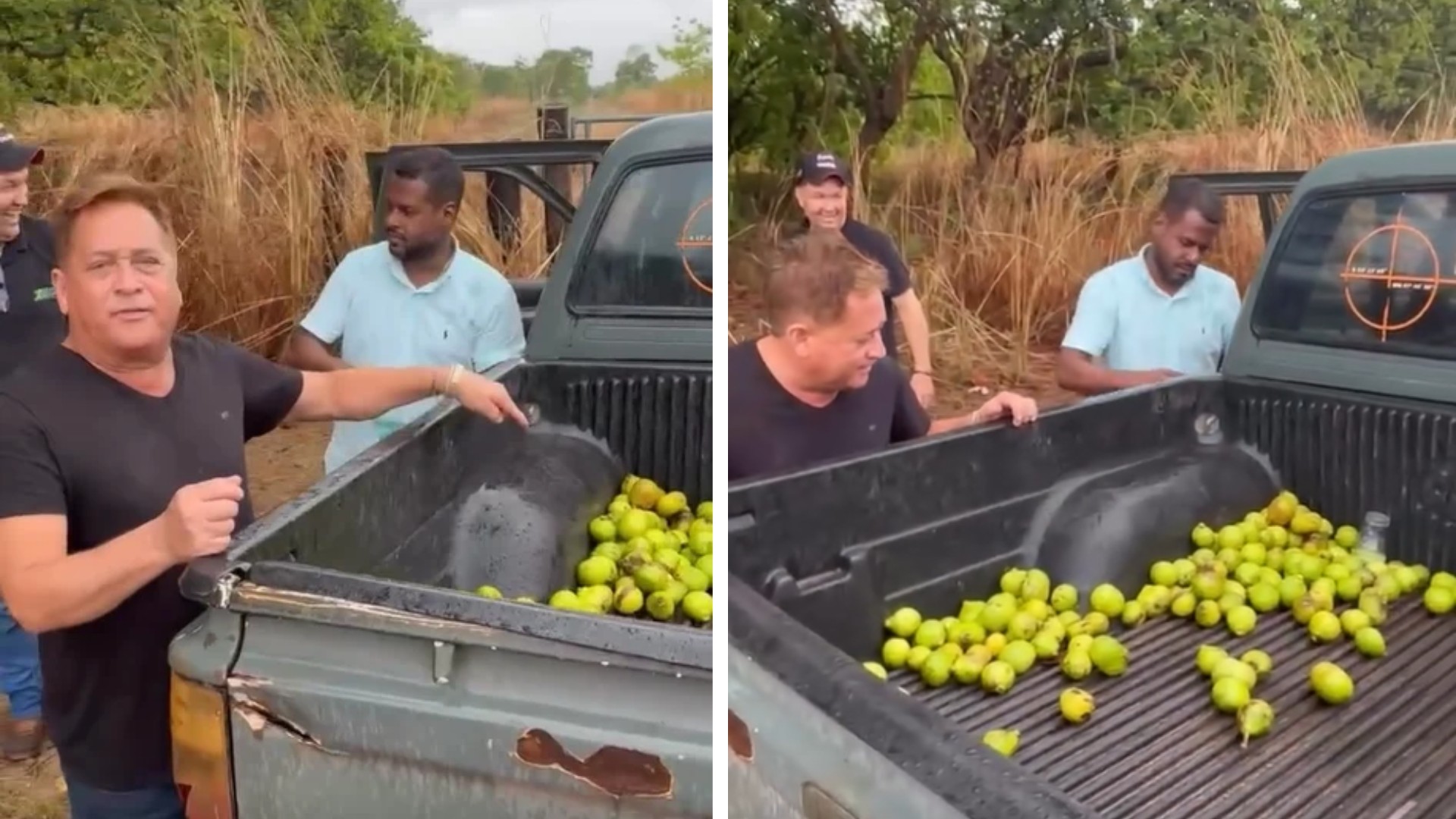 Leonardo exibe caminhonete cheia de pequi em sua fazenda em Goiás