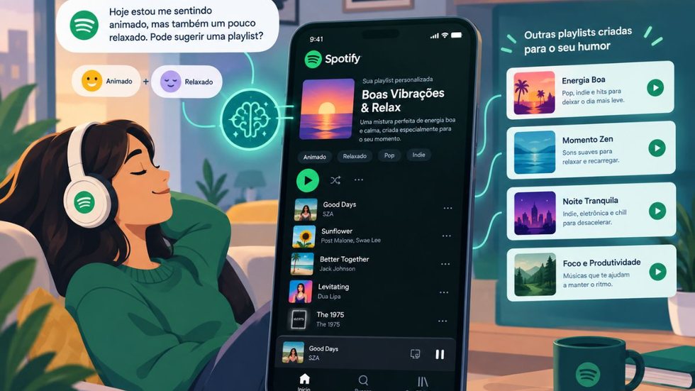 Spotify utiliza inteligência artificial para criar playlists personalizadas de acordo com seu humor