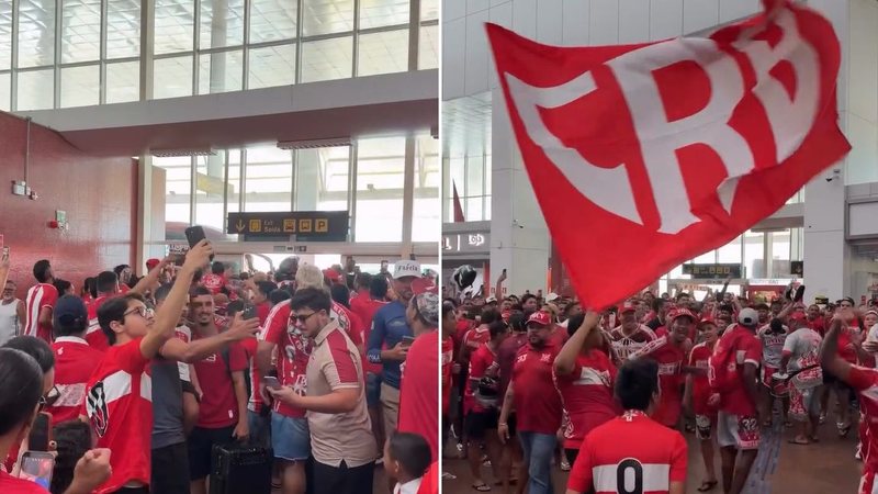 torcida do CRB incentiva o time no aeroporto antes da decisão com Goiás